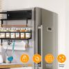 2Pcs Magnetic Spice Racks For Refrigerator With Paper Towel Holder Hooks Kitchen Space-Saving Foldable Fridge Magnet Organizer For Oven Microwave Wash