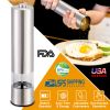 Electric Salt, Pepper Grinder With Light; Adjustable Coarseness; Stainless Steel Salt Pepper Shaker; Battery Operated Pepper Grinder Mill.