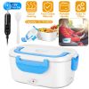 Electric Heating Lunch Box Food Heater Container Travel Thermal Bento Box Portable Food Warmer With 2 Removable Compartments 1 Free Spoon. 
