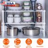 2-Tier Under Sink Organizer Retractable Kitchenware Rack Holders Space Saving Storage Shelf 22Lbs Max Load