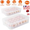 2Pcs Plastic Egg Holder Stackable Egg Storage Box Egg Rack For Refrigerator 24 Cavity Per Container