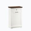 10 Gallon Tilt-Out Trash Cabinet With Drawer, Freestanding Kitchen Garbage Bin Holder & Laundry Hamper For Kitchen, Living Room, Laundry & Balcony