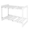 2-Tier Under Sink Organizer Retractable Kitchenware Rack Holders Space Saving Storage Shelf 22Lbs Max Load