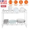 2-Tier Under Sink Organizer Retractable Kitchenware Rack Holders Space Saving Storage Shelf 22Lbs Max Load