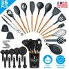 35Pcs Kitchen Cooking Utensils Set Spatula Set Baking Utensil Set Kitchen Accessories Necessities With Holder Egg Whisk Separator Tong Turner Spoons C