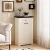 10 Gallon Tilt-Out Trash Cabinet With Drawer, Freestanding Kitchen Garbage Bin Holder & Laundry Hamper For Kitchen, Living Room, Laundry & Balcony