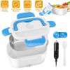 Electric Heating Lunch Box Food Heater Container Travel Thermal Bento Box Portable Food Warmer With 2 Removable Compartments 1 Free Spoon. 