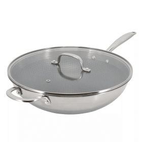 Better Chef 12.5-Inch 3-Ply Stainless Steel Nonstick Wok with Lid