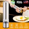 Electric Salt, Pepper Grinder With Light; Adjustable Coarseness; Stainless Steel Salt Pepper Shaker; Battery Operated Pepper Grinder Mill.