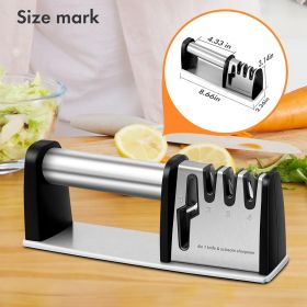 1pcs 4-in-1 Kitchen Blade And Scissor Sharpening Tool (Color: Black)